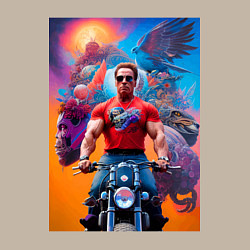 Свитшот хлопковый мужской Арнольд Шварценеггер на мотоцикле - нейросеть, цвет: миндальный — фото 2