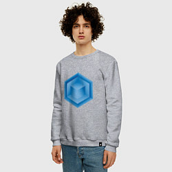 Свитшот хлопковый мужской Многоугольник с кубом внутри, цвет: меланж — фото 2