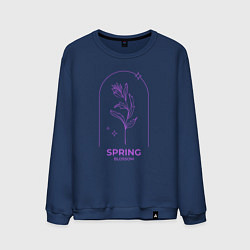 Свитшот хлопковый мужской Spring Blossom Весеннее Цветение, цвет: тёмно-синий