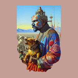 Свитшот хлопковый мужской Ленин с собачкой - нейросеть - фантазия, цвет: пыльно-розовый — фото 2