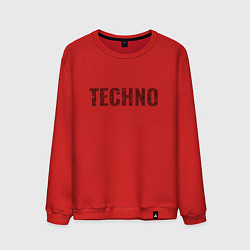 Свитшот хлопковый мужской Techno надпись плиткой, цвет: красный