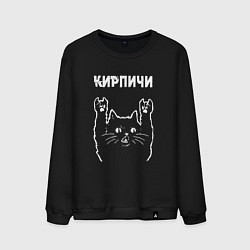 Свитшот хлопковый мужской Кирпичи рок кот, цвет: черный
