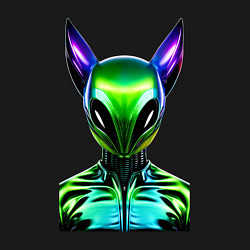 Свитшот хлопковый мужской Eared alien - neural network, цвет: черный — фото 2