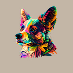 Свитшот хлопковый мужской Разноцветный корги, цвет: миндальный — фото 2