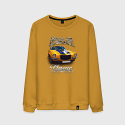 Свитшот хлопковый мужской Американский маслкар Chevrolet Camaro, цвет: горчичный