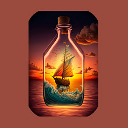 Свитшот хлопковый мужской Корабль в бутылке в море, цвет: кирпичный — фото 2
