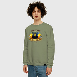 Свитшот хлопковый мужской Ретро автомобиль Chevrolet Camaro, цвет: авокадо — фото 2