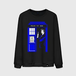 Свитшот хлопковый мужской Доктор Кто у двери Тардис, цвет: черный