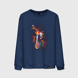 Свитшот хлопковый мужской Огненный мотоцикл, цвет: тёмно-синий
