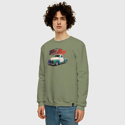 Свитшот хлопковый мужской Американский пикап Chevrolet Thriftmaster, цвет: авокадо — фото 2