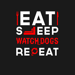 Свитшот хлопковый мужской Надпись eat sleep Watch Dogs repeat, цвет: черный — фото 2