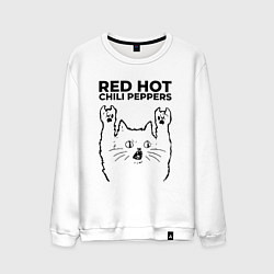 Свитшот хлопковый мужской Red Hot Chili Peppers - rock cat, цвет: белый