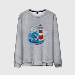 Свитшот хлопковый мужской Маяк в стиле Papercut, цвет: меланж