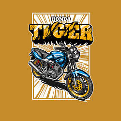 Свитшот хлопковый мужской Мотоцикл Honda Tiger, цвет: горчичный — фото 2