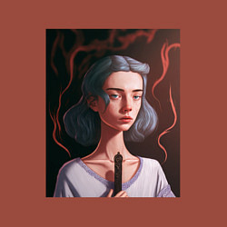 Свитшот хлопковый мужской Девушка с голубыми волосами, цвет: кирпичный — фото 2