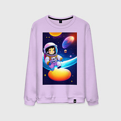 Свитшот хлопковый мужской Мультяшный астронавт, цвет: лаванда