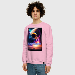 Свитшот хлопковый мужской Астронавт и марсоход, цвет: светло-розовый — фото 2