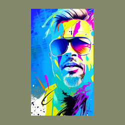 Свитшот хлопковый мужской Brad Pitt - sketch - pop art, цвет: авокадо — фото 2