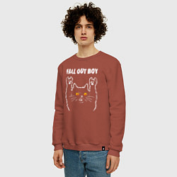Свитшот хлопковый мужской Fall Out Boy rock cat, цвет: кирпичный — фото 2