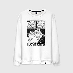 Мужской свитшот I love cats comic