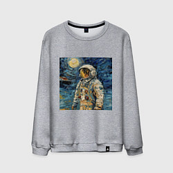 Мужской свитшот Космонавт на луне в стиле Ван Гог