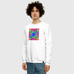 Свитшот хлопковый мужской Цветные квадраты в квадрате, цвет: белый — фото 2