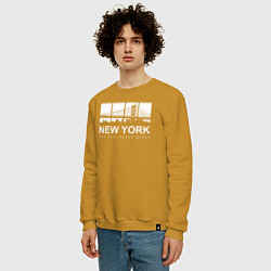 Свитшот хлопковый мужской Нью-Йорк Сити, цвет: горчичный — фото 2