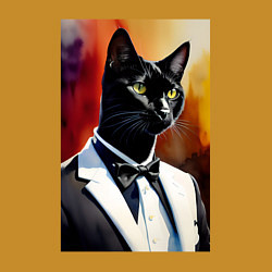 Свитшот хлопковый мужской Gentleman cat - meme - neural network, цвет: горчичный — фото 2