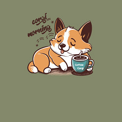 Свитшот хлопковый мужской Корги морнинг, цвет: авокадо — фото 2