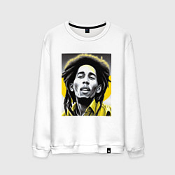 Свитшот хлопковый мужской Bob Marley Digital Art, цвет: белый
