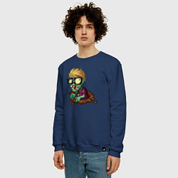 Свитшот хлопковый мужской Зомби в очках под землёй, цвет: тёмно-синий — фото 2