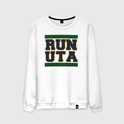 Свитшот хлопковый мужской Run Utah Jazz, цвет: белый