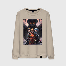 Свитшот хлопковый мужской Лучшие девочки Евангелиона: Аска, Рей, цвет: миндальный