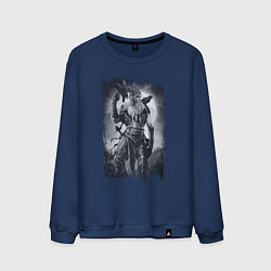 Свитшот хлопковый мужской Один и вороны, цвет: тёмно-синий