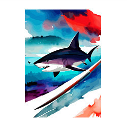 Свитшот хлопковый мужской Shark - watercolor - art, цвет: белый — фото 2