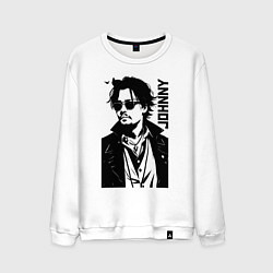 Свитшот хлопковый мужской Johnny Depp - graphics, цвет: белый