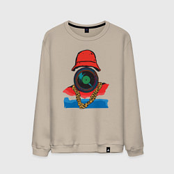Свитшот хлопковый мужской Hip hop vinyl, цвет: миндальный