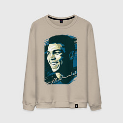 Свитшот хлопковый мужской Боксер Мухаммед Али, цвет: миндальный