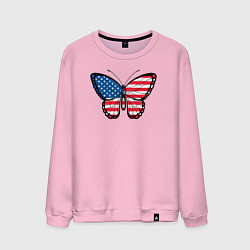 Свитшот хлопковый мужской США бабочка, цвет: светло-розовый