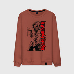 Свитшот хлопковый мужской Iron maiden fans, цвет: кирпичный