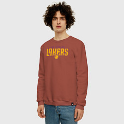 Свитшот хлопковый мужской NBA Lakers, цвет: кирпичный — фото 2
