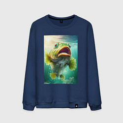 Свитшот хлопковый мужской Большой карп, цвет: тёмно-синий