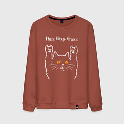 Свитшот хлопковый мужской Three Days Grace rock cat, цвет: кирпичный