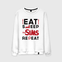 Мужской свитшот Надпись: eat sleep The Sims repeat