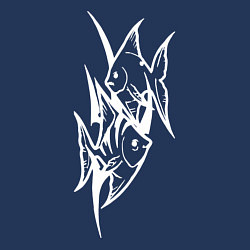 Свитшот хлопковый мужской Две белые рыбы вектор, цвет: тёмно-синий — фото 2