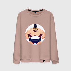 Свитшот хлопковый мужской Борец сумо, цвет: пыльно-розовый