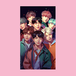 Свитшот хлопковый мужской BTS art anime, цвет: светло-розовый — фото 2