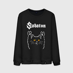 Свитшот хлопковый мужской Sabaton rock cat, цвет: черный