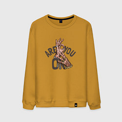Свитшот хлопковый мужской Are you ok, цвет: горчичный