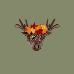 Свитшот хлопковый мужской Лось в солнечных очках и венке из кленовых листьев, цвет: авокадо — фото 2